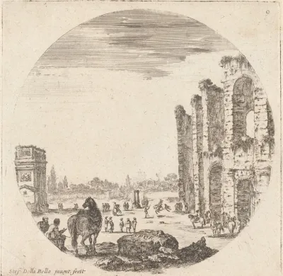 A Droite Une Partie Du Colisee Et A Gauche Larc De Constantin Vue De Flanc