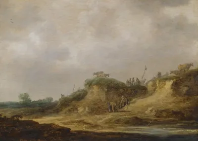 A Dune Landscape With Herdsmen Tending Their Cattle