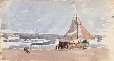 A Dutch Fishing Boat On The Shore