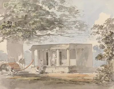 A European Gentleman Entering A Bungalow In India
