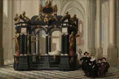 A Family Beside The Tomb Of Prince William I In The Nieuwe Kerk Delft