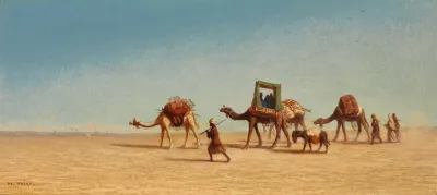 A Family Crossing The Desert