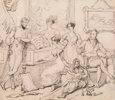 A Family Group Around A Piano