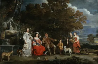 A Family Group In A Landscape Southern Netherlands