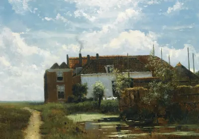 A Farm Along A Canal In A Polder Landscape