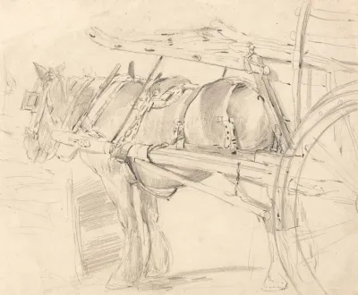 A Farm Horse Harnessed To A Cart Executed At Or Near Canterbury