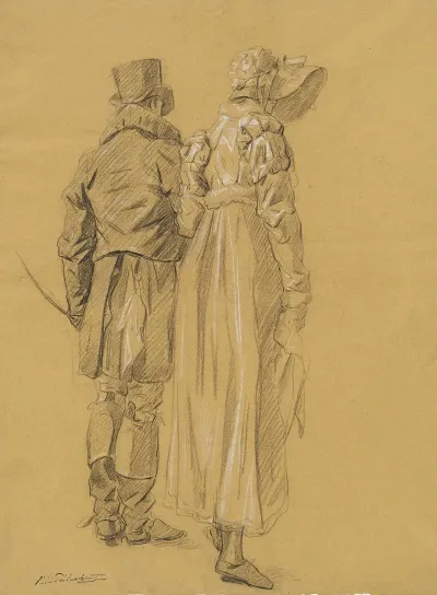 A Fashionable Couple Seen From Behind