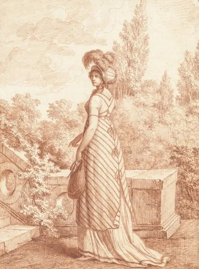 A Fashionable Woman Standing In A Park