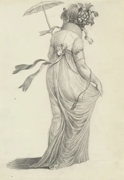 A Fashionable Young Woman Seen From Behind