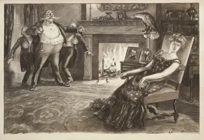 A Fat Man Representing The Trusts Pushes Aside Men Representing Competition And Legislation To Get The Attention Of Columbia But She Looks Away