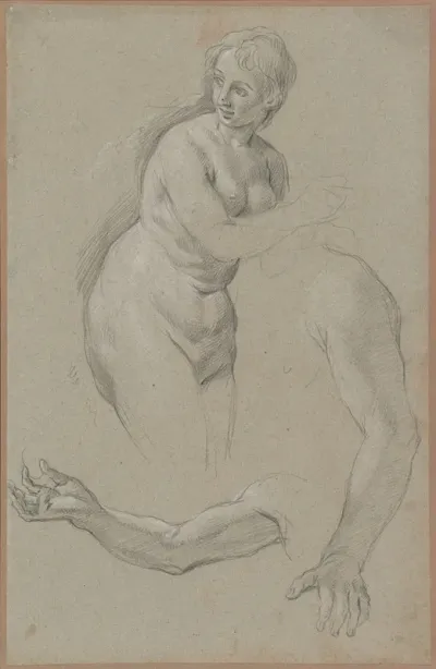 A Female Nude And Two Studies Of An Arm One Holding A Miniature