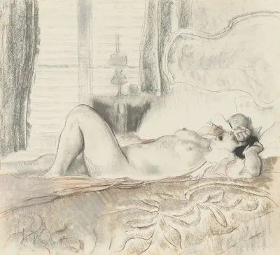 A Female Nude Awakening From Sleep
