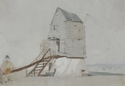 A Figure Beside A Windmill