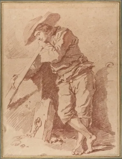 A Fisherman Leaning On An Oar