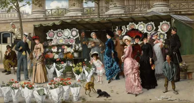 A Flower Market At La Madeleine Paris