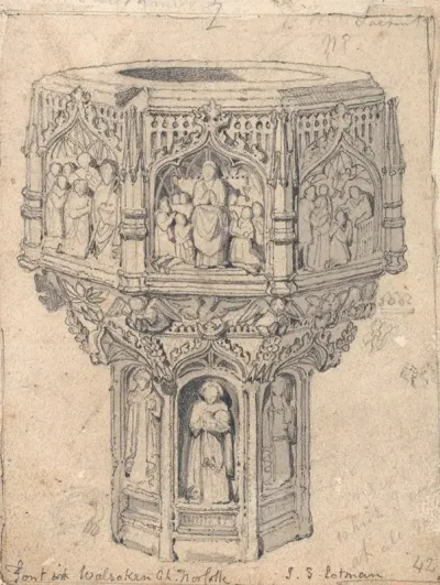 A Font In Walsoken Church Norfolk