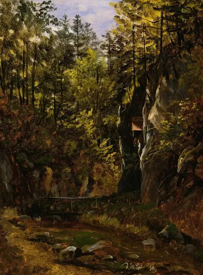 A Forest Road With An Altar
