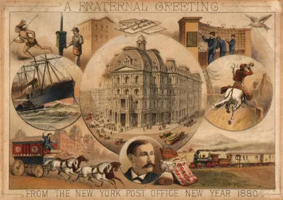 A Fraternal Greeting From The New York Post Office New Year 1880