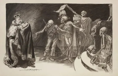 A Frightened King Possibly Great Britain Is Threatened By Skeletons