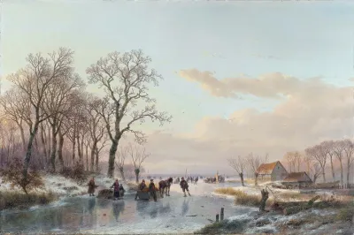 A Frozen Canal Near The River Maas