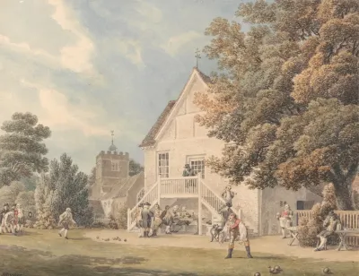 A Game Of Bowls On The Bowling Green Outside The Bunch Of Grapes Inn Hurst Berkshire