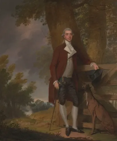 A Gentleman And His Dog In A Landscape