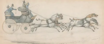 A Gentleman Driving A Four In Hand To A Mail Phaeton Accompanied By Three Grooms