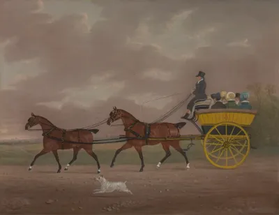 A Gentleman Driving Tandem To A Jaunting Car