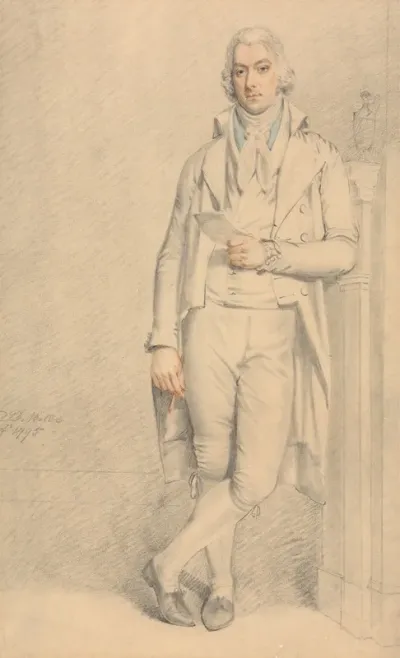 A Gentleman Full Length Holding A Paper And Pencil