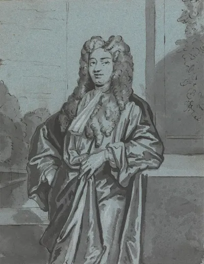 A Gentleman Or A Cleric Wearing A Long Gown And Bands