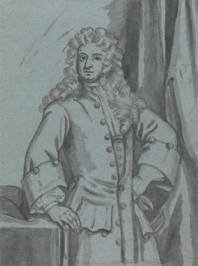 A Gentleman Wearing A Long Buttoned Coat With Large Cuffs