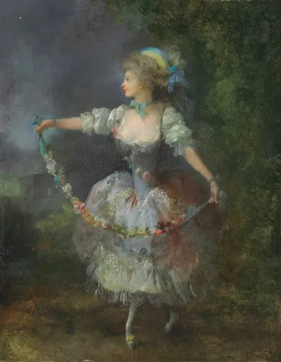 A Girl Dancing With A Garland Of Flowers