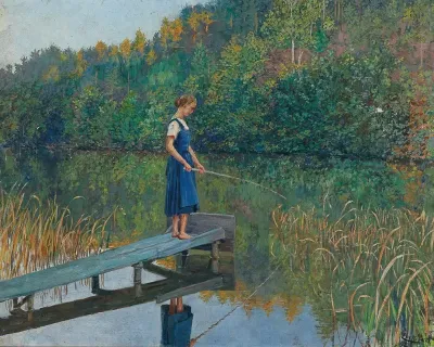 A Girl On A Jetty Fishing