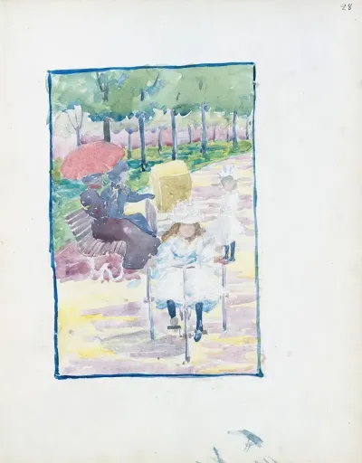 A Girl Riding A Tricycle In The Park