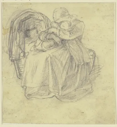 A Girl Sits By A Cradle And Holds A Small Child On Her Lap With Both Arms Their Faces Nestled Together
