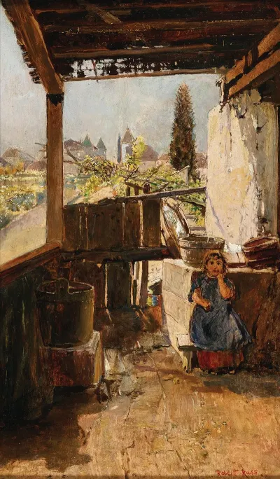 A Girl Standing By The Laundry Corner South Tyrol