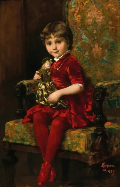 A Girl With A Doll In An Armchair