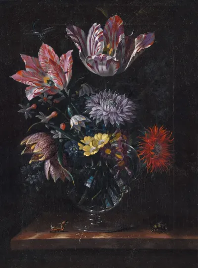 A Glass Vase With Flowers