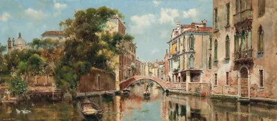 A Gondolier Before A Venetian Bridge