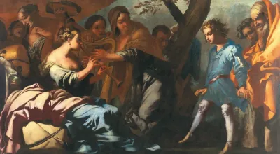 A Group Of Figures With Musicians And A Young Boy