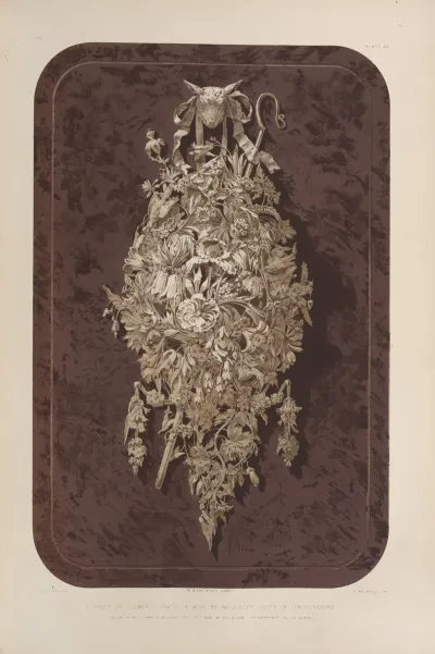 A Group Of Flowers Craved In Wood