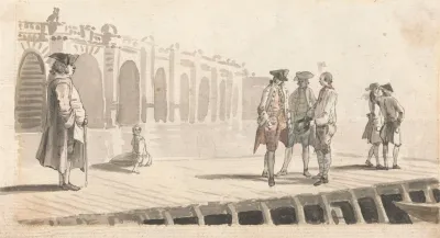 A Group Of Men On Westminster Pier