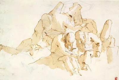 A Group Of Punchinelli Seated