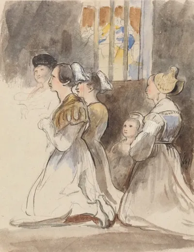 A Group Of Women At Mass