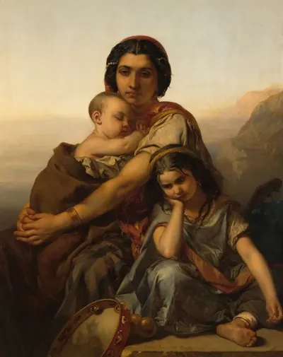 A Gypsy With Two Children