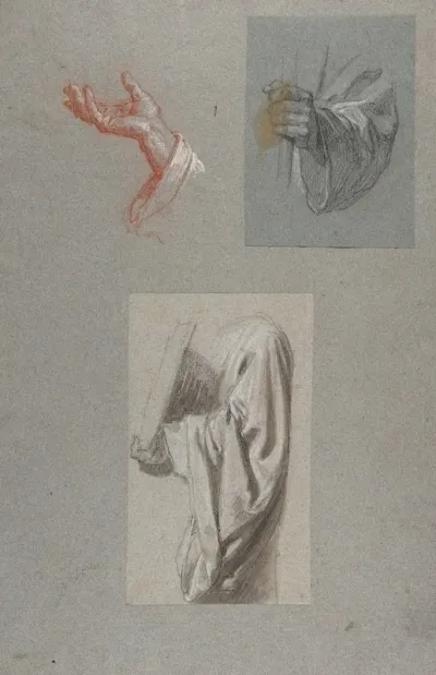 A Hand Of Saint Remi B Hand Of Saint Remi C Drapery Study For Acolyte Holding Book