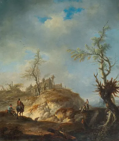 A Hilly Landscape With Travellers