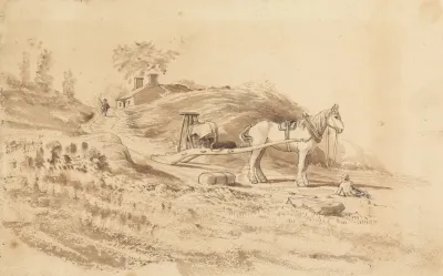 A Horse Pulling A Drag