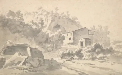 A House On A Hillside In A Southern Landscape