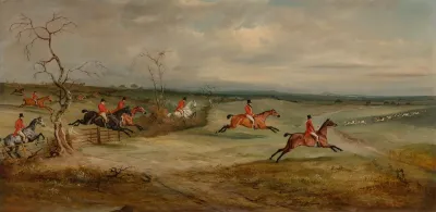 A Hunt Scurry The Belvoir Hunt Crossing The Smite With Belvoir Castle In The Distance